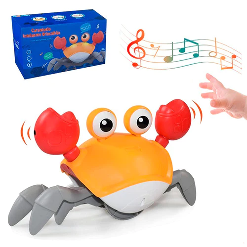 Caranguejo Interativo e Brincalhão com Sensor de Obstáculos, Músicas e Luzes Ofertkids (PROMOÇÃO EXCLUSIVA)